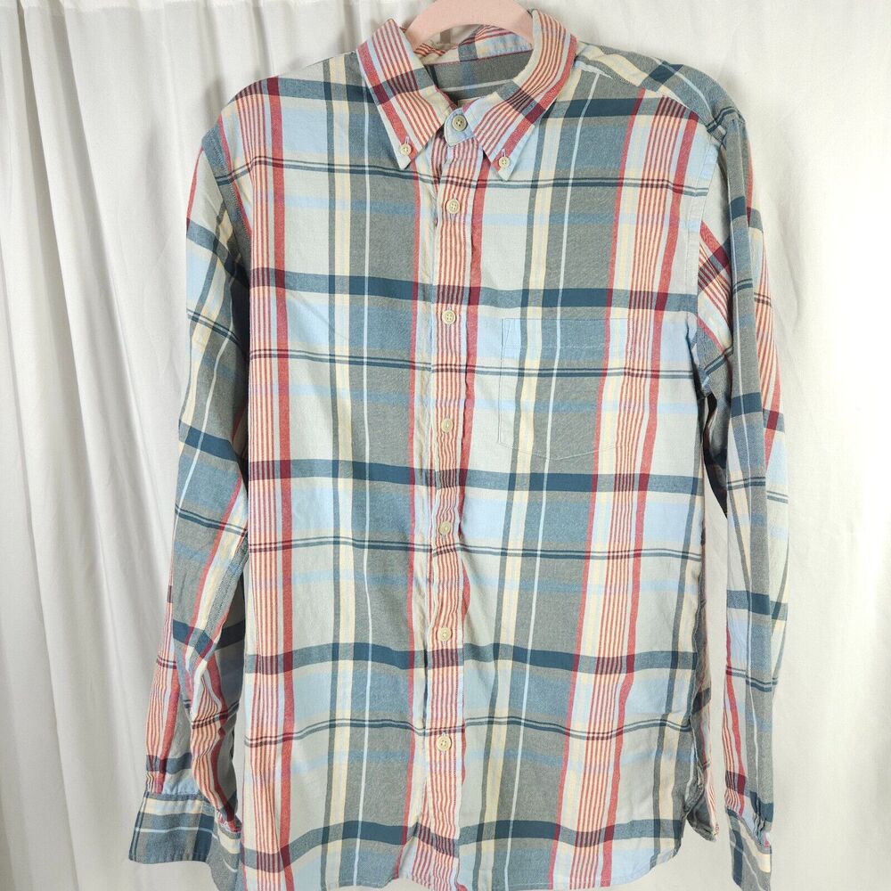 Brooks Brothers Red Fleece Men's‎ Blue Red Plaid Shirt Medium Cotton